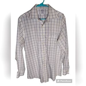 Brooks Brothers men's cotton button up dress shirt slim fit 15 1/2-2/3 plaid